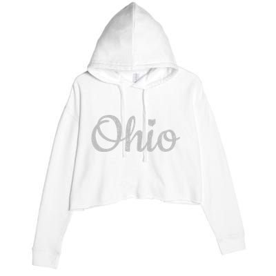 State Of Ohio Pride Script Text Distressed Design Gifts Crop Fleece Hoodie