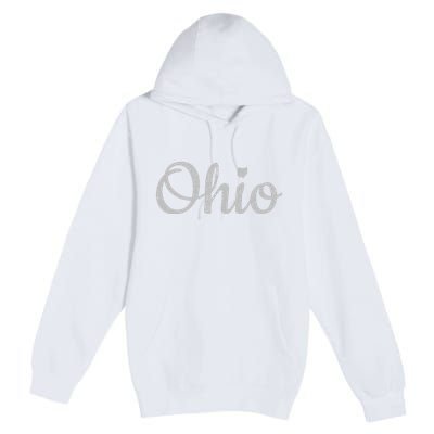 State Of Ohio Pride Script Text Distressed Design Gifts Premium Pullover Hoodie