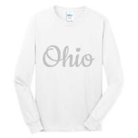 State Of Ohio Pride Script Text Distressed Design Gifts Tall Long Sleeve T-Shirt
