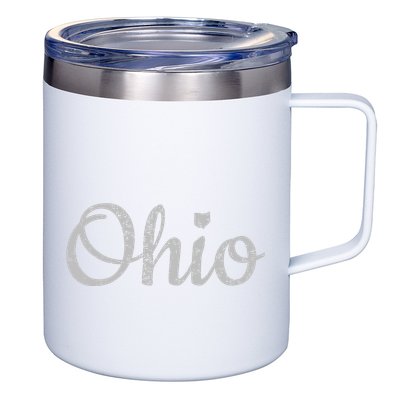 State Of Ohio Pride Script Text Distressed Design Gifts 12oz Stainless Steel Coffee Mug