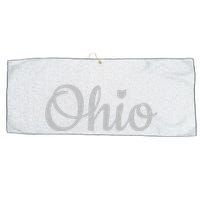 State Of Ohio Pride Script Text Distressed Design Gifts Large Microfiber Waffle Golf Towel