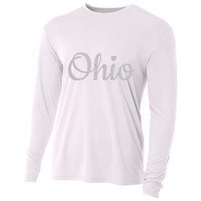 State Of Ohio Pride Script Text Distressed Design Gifts Cooling Performance Long Sleeve Crew
