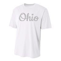 State Of Ohio Pride Script Text Distressed Design Gifts Performance Sprint T-Shirt