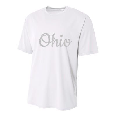State Of Ohio Pride Script Text Distressed Design Gifts Youth Performance Sprint T-Shirt