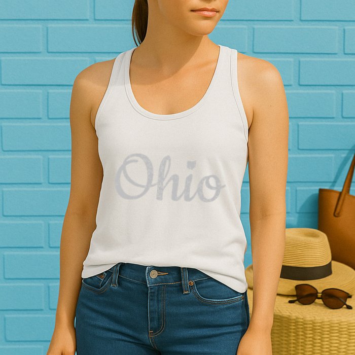 State Of Ohio Pride Script Text Distressed Design Gifts Womens Tank Top