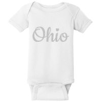 State Of Ohio Pride Script Text Distressed Design Gifts Baby Bodysuit