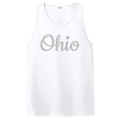 State Of Ohio Pride Script Text Distressed Design Gifts PosiCharge Competitor Tank