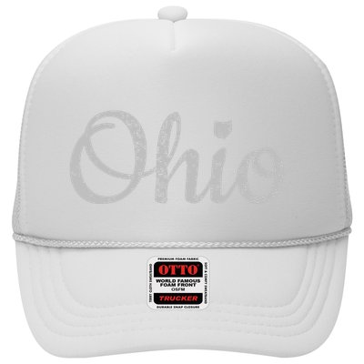 State Of Ohio Pride Script Text Distressed Design Gifts Trucker Hat