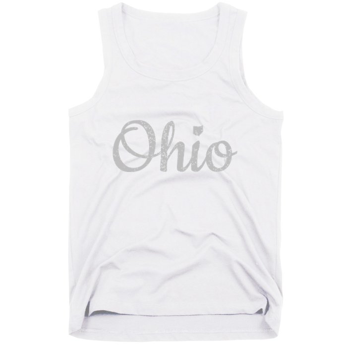 State Of Ohio Pride Script Text Distressed Design Gifts Tank Top
