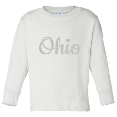 State Of Ohio Pride Script Text Distressed Design Gifts Toddler Long Sleeve Shirt