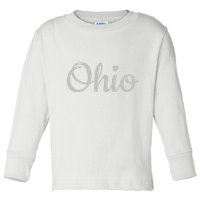 State Of Ohio Pride Script Text Distressed Design Gifts Toddler Long Sleeve Shirt