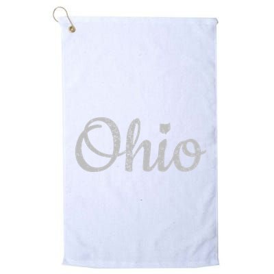 State Of Ohio Pride Script Text Distressed Design Gifts Golf Towel