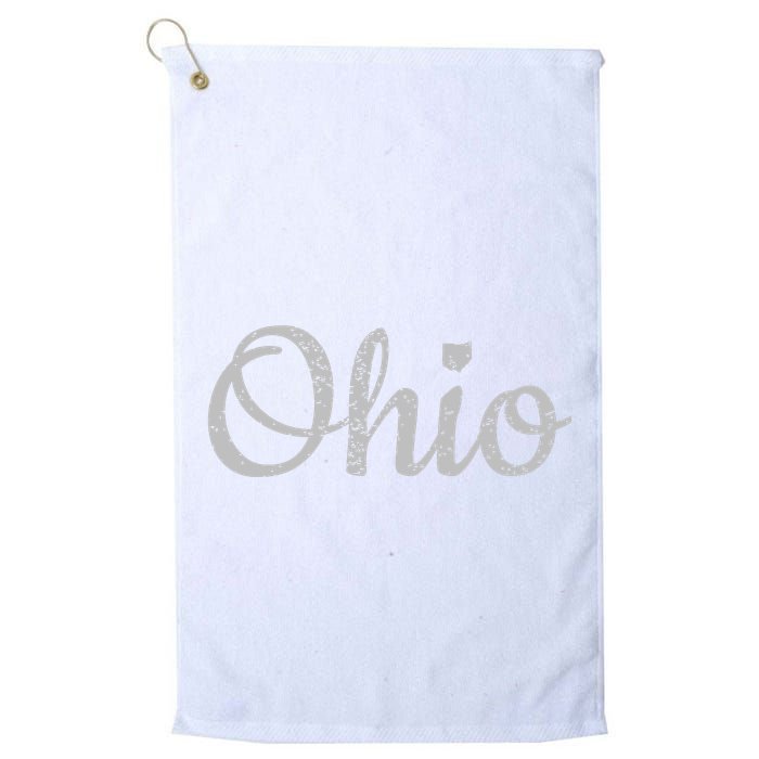 State Of Ohio Pride Script Text Distressed Design Gifts Golf Towel