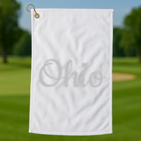State Of Ohio Pride Script Text Distressed Design Gifts Golf Towel