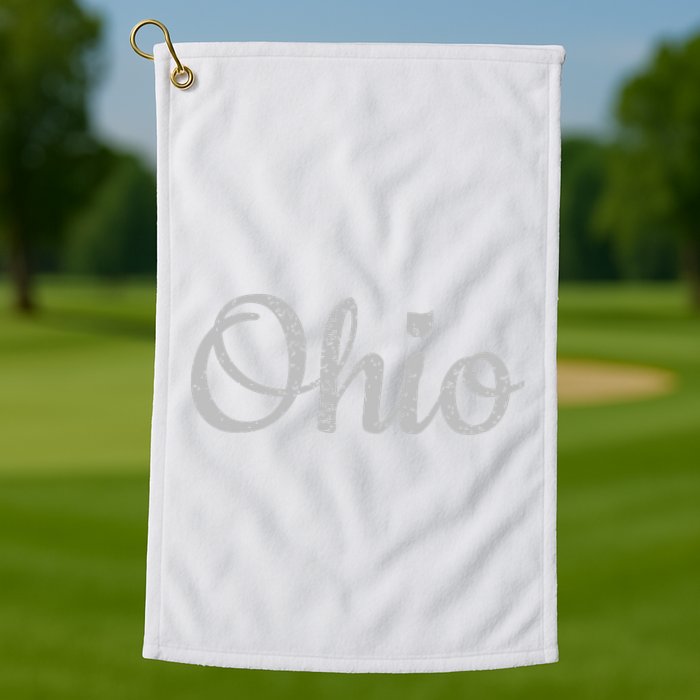 State Of Ohio Pride Script Text Distressed Design Gifts Golf Towel