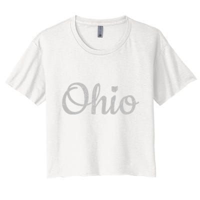 State Of Ohio Pride Script Text Distressed Design Gifts Crop Top