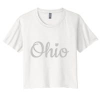 State Of Ohio Pride Script Text Distressed Design Gifts Crop Top