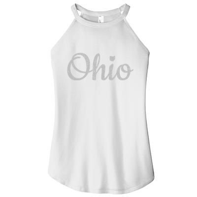 State Of Ohio Pride Script Text Distressed Design Gifts Women's Perfect Tri Rocker Tank