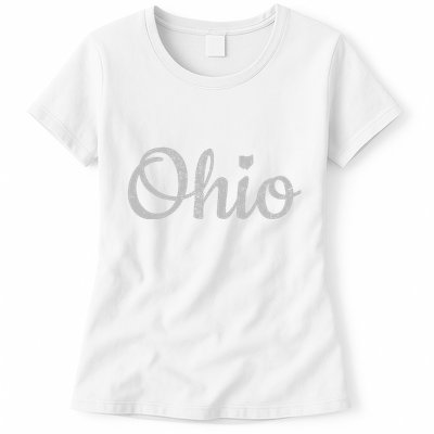 State Of Ohio Pride Script Text Distressed Design Gifts Womens T-Shirt