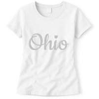 State Of Ohio Pride Script Text Distressed Design Gifts Womens T-Shirt