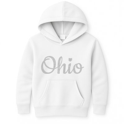 State Of Ohio Pride Script Text Distressed Design Gifts Kids Hoodie
