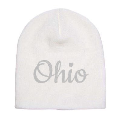 State Of Ohio Pride Script Text Distressed Design Gifts Short Acrylic Beanie