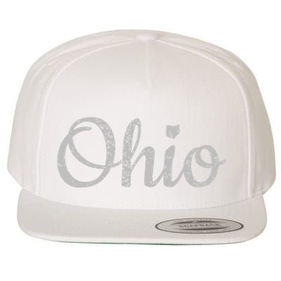 State Of Ohio Pride Script Text Distressed Design Gifts Wool Snapback Cap