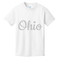 State Of Ohio Pride Script Text Distressed Design Gifts Kids T-Shirt