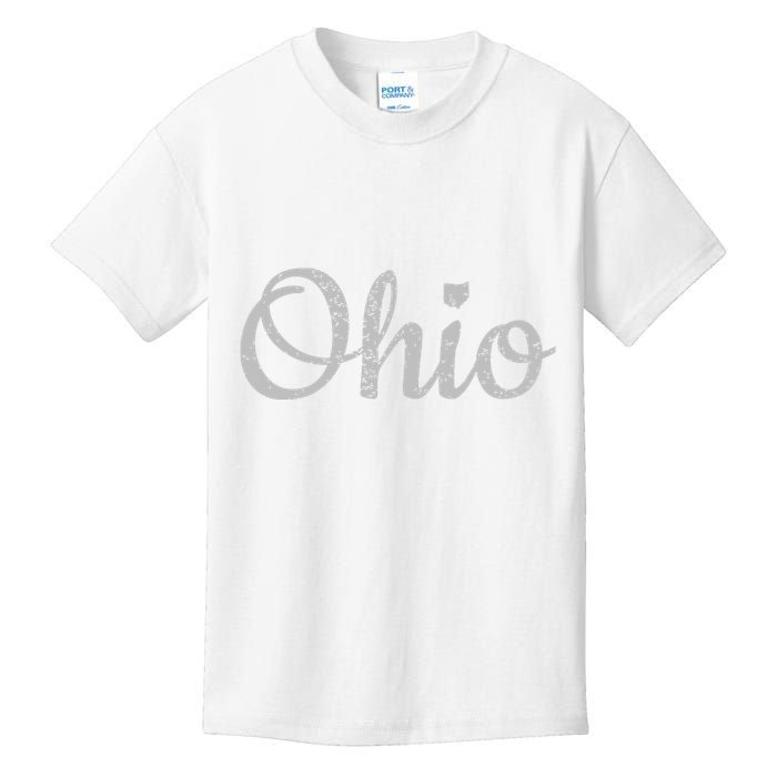 State Of Ohio Pride Script Text Distressed Design Gifts Kids T-Shirt