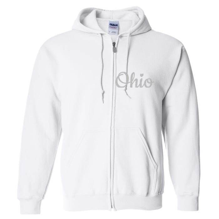 State Of Ohio Pride Script Text Distressed Design Gifts Full Zip Hoodie