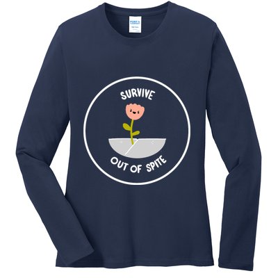 Survive Out Of Spite Dandelion Ladies Long Sleeve Shirt