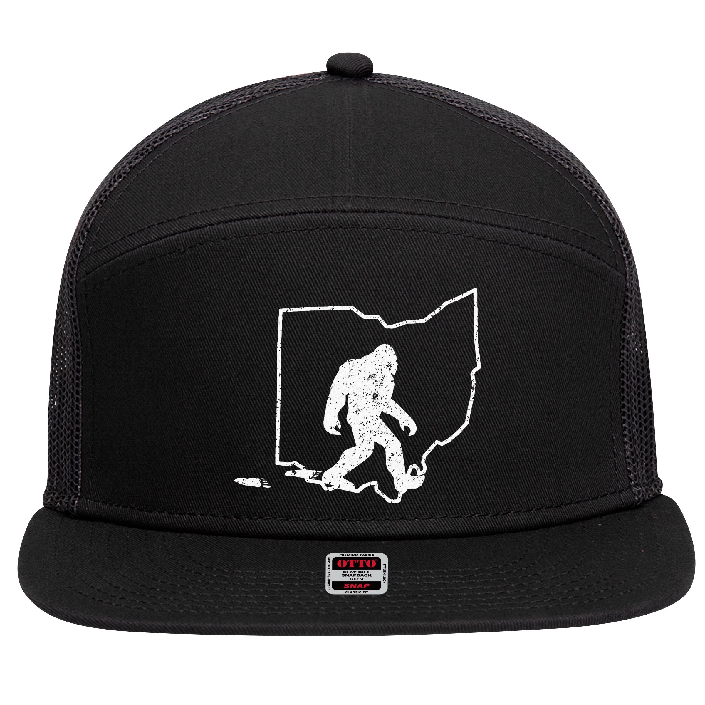 State Of Ohio Vintage Pride Bigfoot Hunter 7 Panel Mesh Trucker Snapback Hat