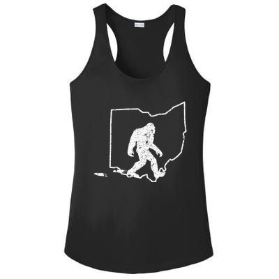 State Of Ohio Vintage Pride Bigfoot Hunter Ladies PosiCharge Competitor Racerback Tank