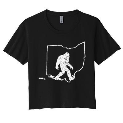 State Of Ohio Vintage Pride Bigfoot Hunter Women's Crop Top Tee