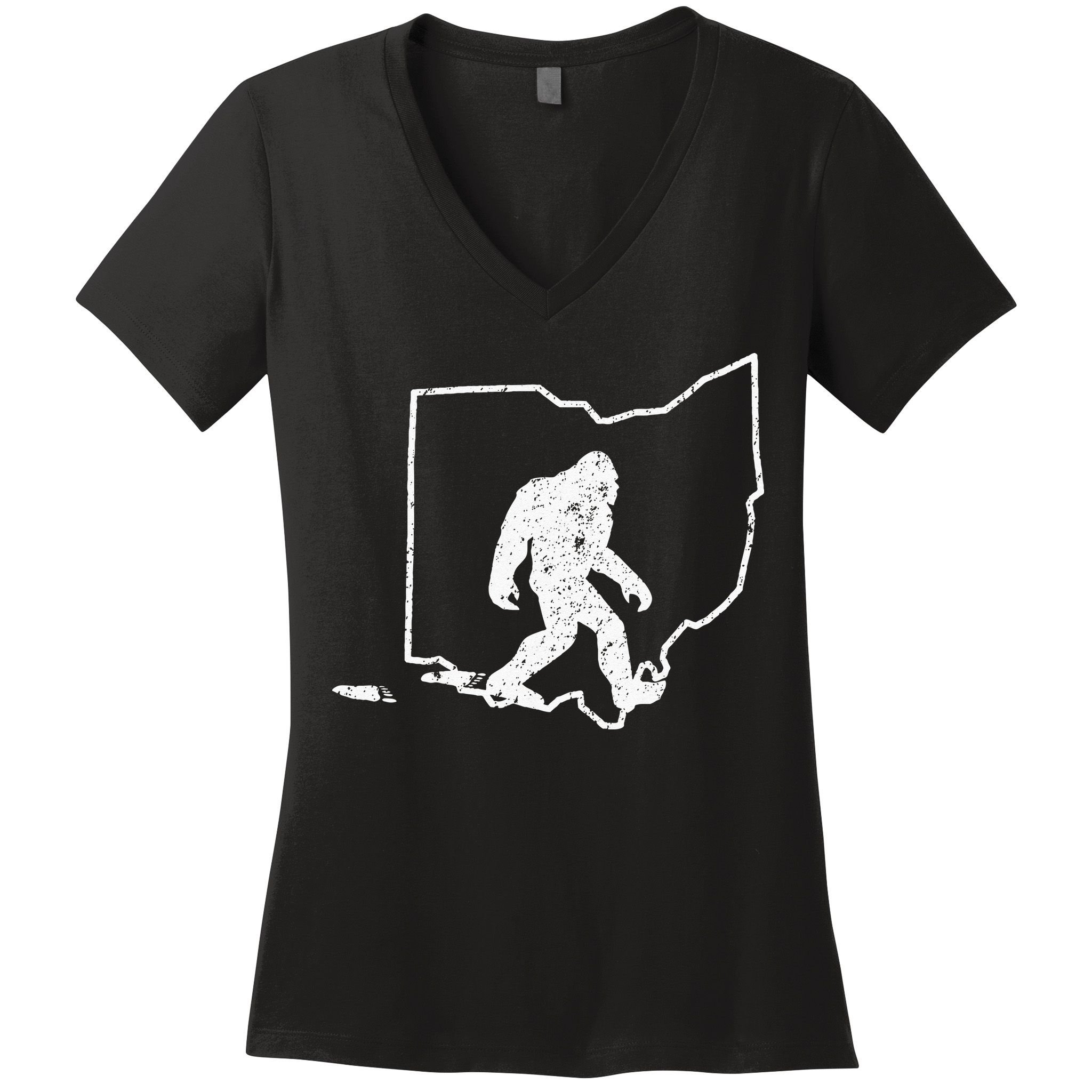 State Of Ohio Vintage Pride Bigfoot Hunter Women's V-Neck T-Shirt