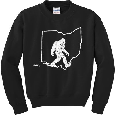 State Of Ohio Vintage Pride Bigfoot Hunter Kids Sweatshirt