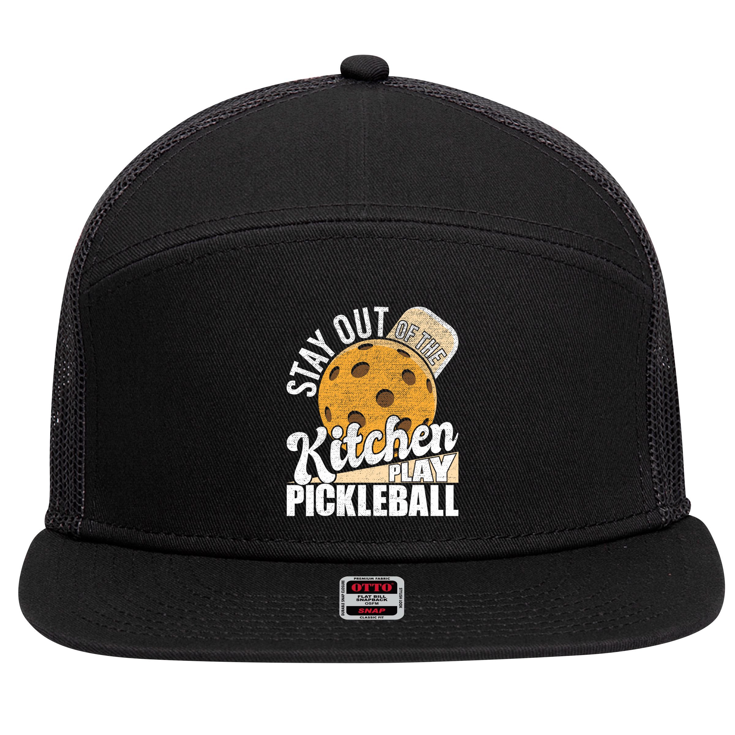 Stay Out Of The Kitchen Play Pickleball Paddleball Lover 7 Panel Mesh Trucker Snapback Hat