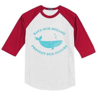 Save Our Oceans Earth Day Gift Kids Colorblock Raglan Jersey