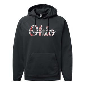 State Of Ohio Ohioan Pride Trendy Plaid Script Text Performance Fleece Hoodie