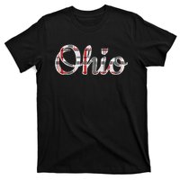 State Of Ohio Ohioan Pride Trendy Plaid Script Text T-Shirt