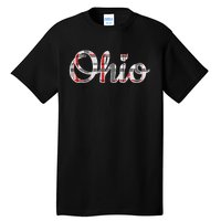 State Of Ohio Ohioan Pride Trendy Plaid Script Text Tall T-Shirt