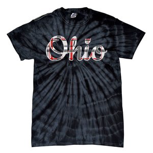 State Of Ohio Ohioan Pride Trendy Plaid Script Text Tie-Dye T-Shirt