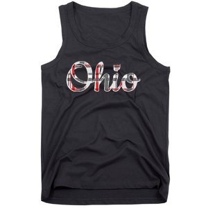 State Of Ohio Ohioan Pride Trendy Plaid Script Text Tank Top