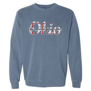 State Of Ohio Ohioan Pride Trendy Plaid Script Text Garment-Dyed Sweatshirt