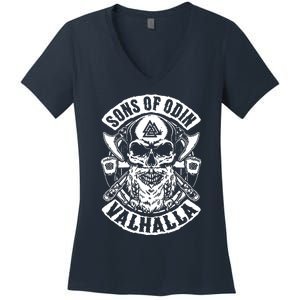 Sons Of Odin Vikings Nordic Odin Thor Women's V-Neck T-Shirt