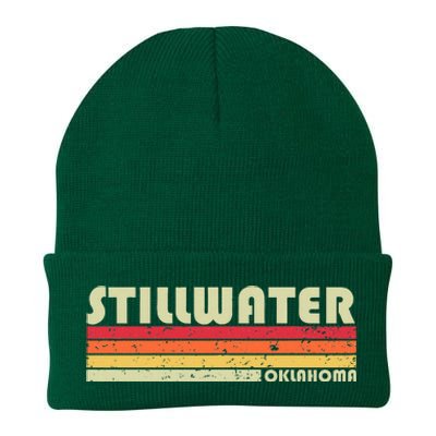 Stillwater Ok Oklahoma Funny City Home Roots Gift Retro 80s Knit Cap Winter Beanie