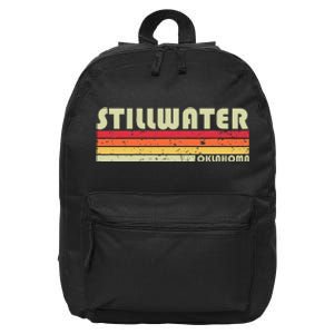 Stillwater Ok Oklahoma Funny City Home Roots Gift Retro 80s 16 in Basic Backpack