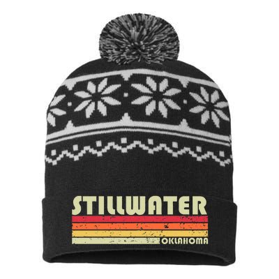 Stillwater Ok Oklahoma Funny City Home Roots Gift Retro 80s USA-Made Snowflake Beanie