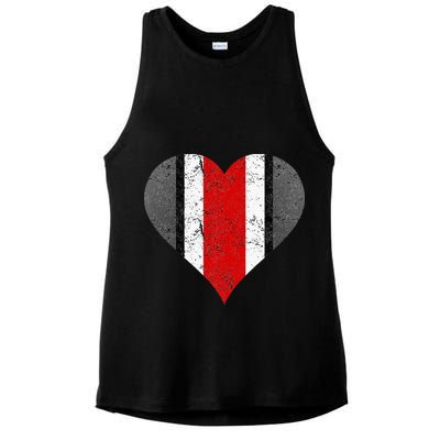 State Of Ohio Pride Striped Distressed Ladies PosiCharge Tri-Blend Wicking Tank