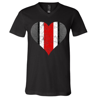 State Of Ohio Pride Striped Distressed V-Neck T-Shirt